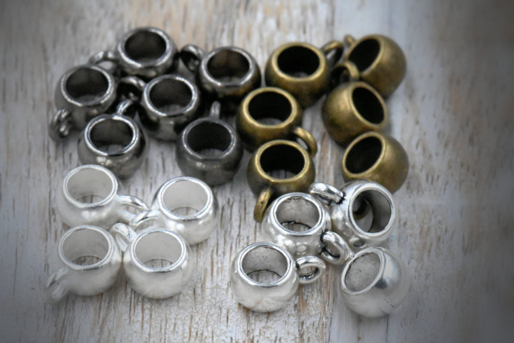 Tube Bails, Loop Bails, Hanger Antique Bronze, Antique Silver, Gold, Gunmetal or Silver 8x5mm Rondelle 25pc