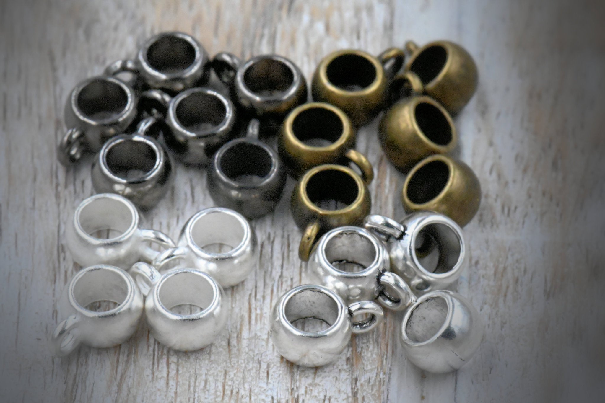 Tube Bails, Loop Bails, Hanger Antique Bronze, Antique Silver, Gold, Gunmetal or Silver 8x5mm Rondelle 25pc