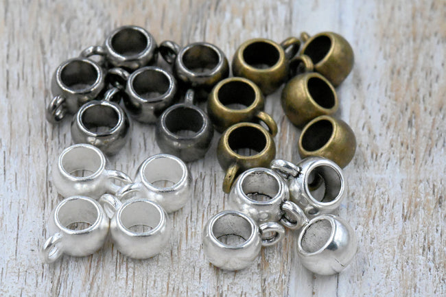 Tube Bails, Loop Bails, Hanger Antique Bronze, Antique Silver, Gold, Gunmetal or Silver 8x5mm Rondelle 25pc Main Image
