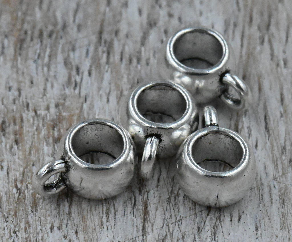 Tube Bails, Loop Bails, Hanger Antique Bronze, Antique Silver, Gold, Gunmetal or Silver 8x5mm Rondelle 25pc