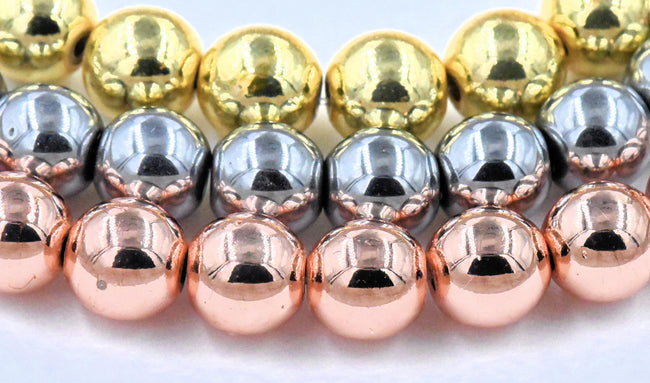Synthetic Hematite Beads Strands, Platinum, Soft Gold, Rose Gold Hover Image