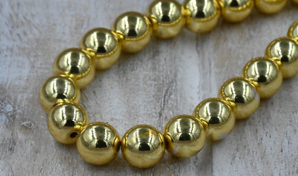 Synthetic Hematite Beads Strands, Platinum, Soft Gold, Rose Gold