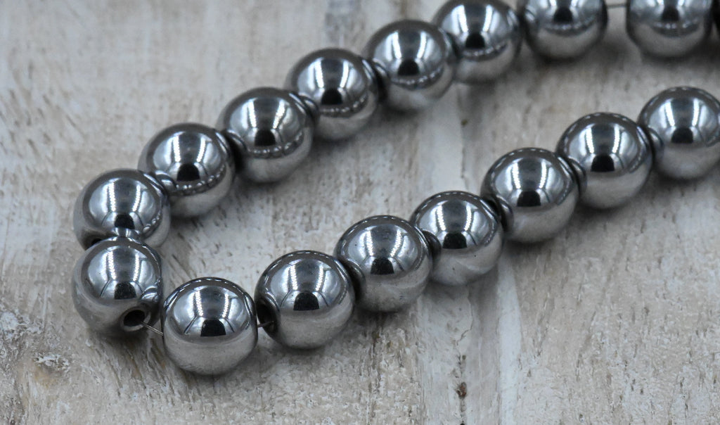 Synthetic Hematite Beads Strands, Platinum, Soft Gold, Rose Gold