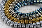 Hematite Corrugated Beads Strands, Pumpkin, Plated, 8x6mm