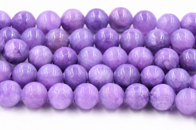 Milky Lavender Jade, 6mm, 8mm, 10mm Purple Jade Round Beads -15 inch strand Hover Image