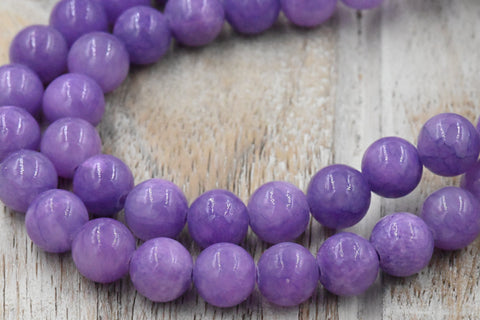 Milky Lavender Jade, 6mm, 8mm, 10mm Purple Jade Round Beads -15 inch strand
