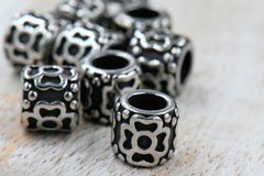 304 Stainless Steel Spacer Beads, Large Hole Beads, 1pc Column, Antique Silver, 8x9mm