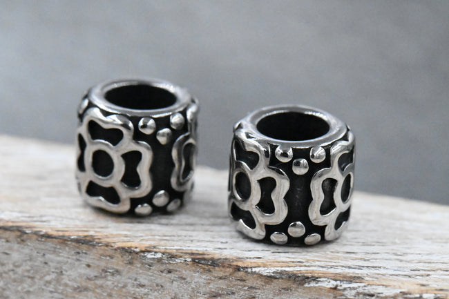 304 Stainless Steel Spacer Beads, Large Hole Beads, 1pc Column, Antique Silver, 8x9mm Main Image