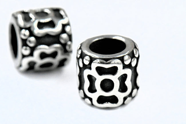 304 Stainless Steel Spacer Beads, Large Hole Beads, 1pc Column, Antique Silver, 8x9mm Hover Image