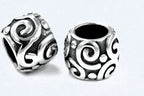 Large Hole Beads, 304 Stainless Steel Spacer Beads, 1pc Column, Swirl Antique Silver, 9.7x10.8mm