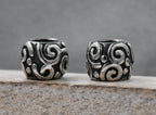Large Hole Beads, 304 Stainless Steel Spacer Beads, 1pc Column, Swirl Antique Silver, 9.7x10.8mm