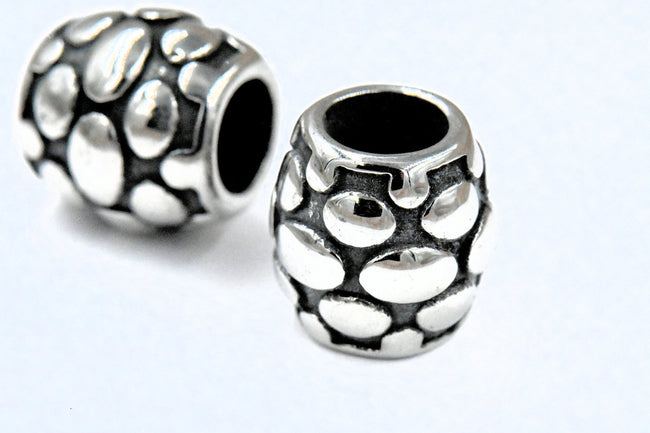 Large Hole Beads, 304 Stainless Steel Spacer Beads, 1pc Chunky Oval Spot Antique Silver, 12x12.5mm Hover Image