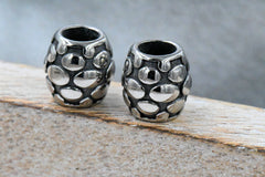 Large Hole Beads, 304 Stainless Steel Spacer Beads, 1pc Chunky Oval Spot Antique Silver, 12x12.5mm