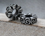 Large Hole Beads, 304 Stainless Steel Spacer Beads, 1pc Swirl Wheel Antique Silver, 5x14mm