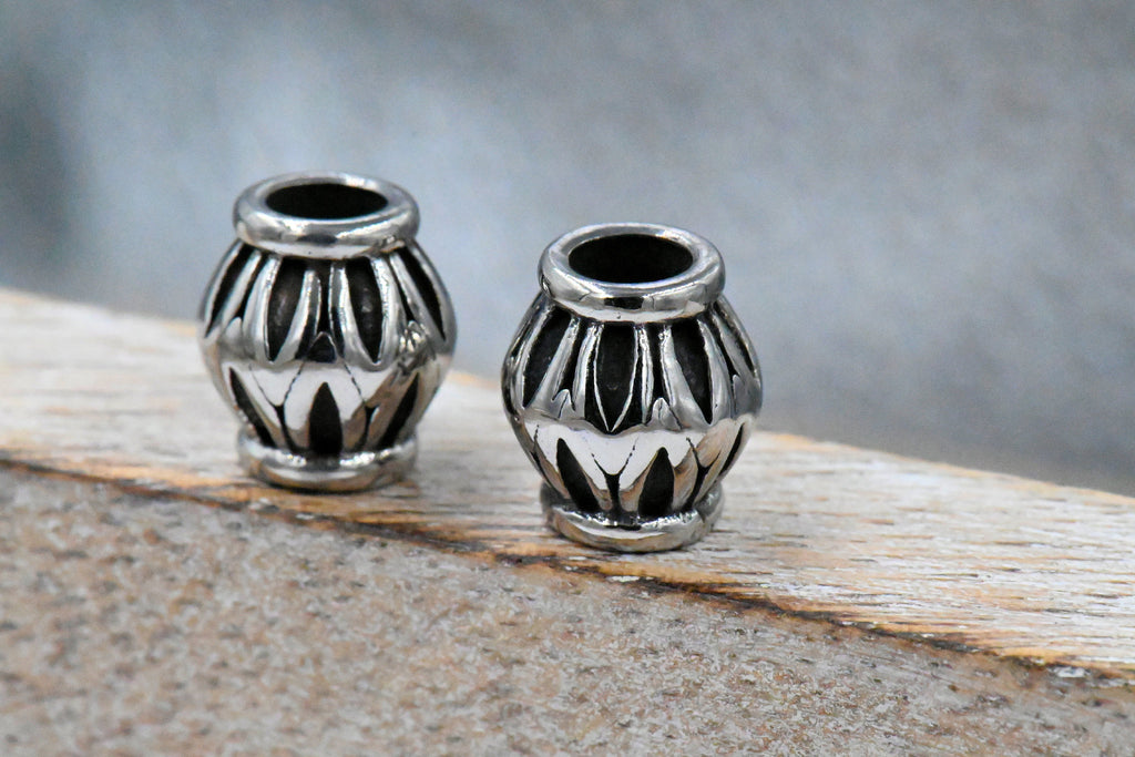 Large Hole Beads, 304 Stainless Steel Spacer Beads, 1pc Focal Antique Silver, 10.7x11.5mm