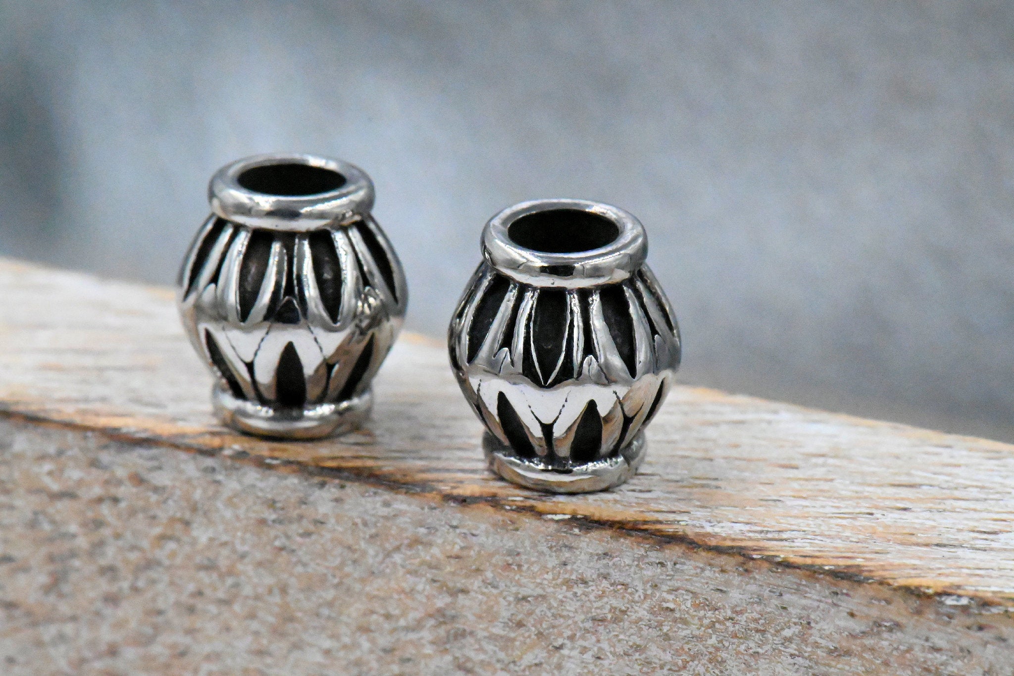 Large Hole Beads, 304 Stainless Steel Spacer Beads, 1pc Focal Antique Silver, 10.7x11.5mm