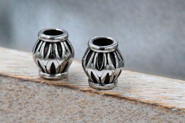 Large Hole Beads, 304 Stainless Steel Spacer Beads, 1pc Focal Antique Silver, 10.7x11.5mm Main Image