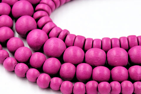 Twilight Magenta Beads 6mm 8mm 10mm Wood beads -16 inch strand