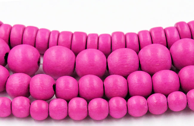 Twilight Magenta Beads 6mm 8mm 10mm Wood beads -16 inch strand Main Image