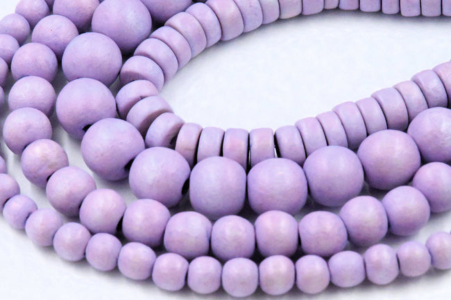 Wisteria Purple Wood 6mm 8mm 10mm 8x4mm Light Purple Wood Rondelle Beads -16 inch strand Main Image