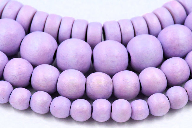 Wisteria Purple Wood 6mm 8mm 10mm 8x4mm Light Purple Wood Rondelle Beads -16 inch strand Hover Image