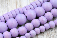 Wisteria Purple Wood 6mm 8mm 10mm 8x4mm Light Purple Wood Rondelle Beads -16 inch strand