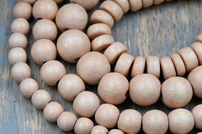 Summer Beach Wood 6mm 8mm 10mm 8x4mm Light Beige Wood Rondelle Beads -16 inch strand Main Image