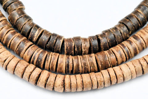 TWO STRANDS Coconut Shell Natural Beige Brown Heishi 7-8mm