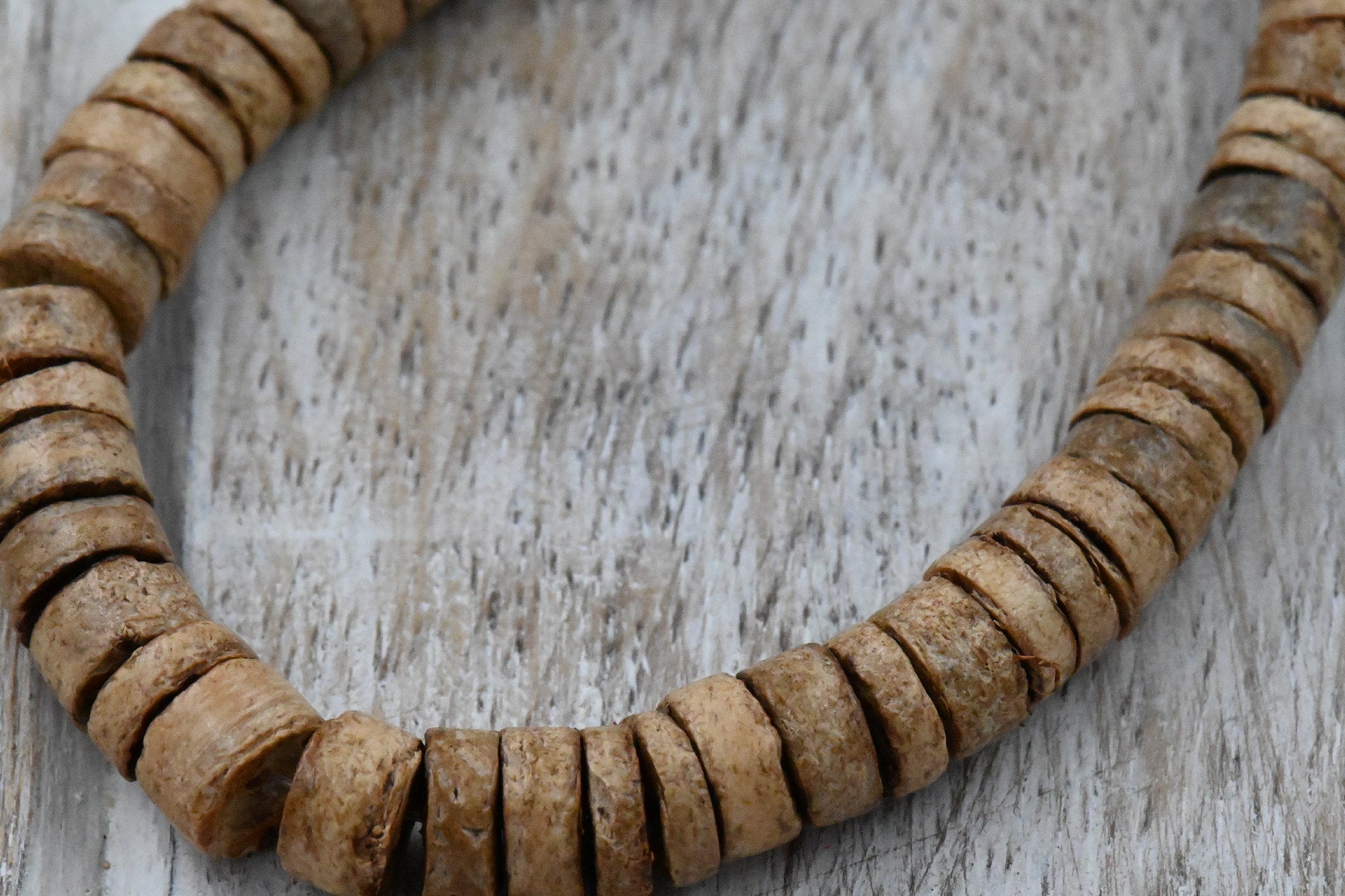 TWO 22" STRANDS Coconut Shell Natural Beige Brown Heishi 7-8mm