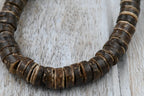 TWO 22" STRANDS Coconut Shell Natural Beige Brown Heishi 7-8mm