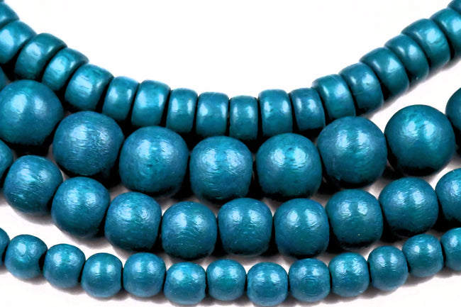 Naples Blue Green Beads 6mm 8mm 10mm Round or 8mm RondelleWood beads -16 inch strand Hover Image