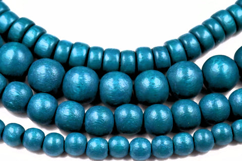 Naples Blue Green Beads 6mm 8mm 10mm Round or 8mm RondelleWood beads -16 inch strand