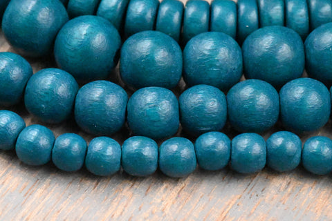 Naples Blue Green Beads 6mm 8mm 10mm Round or 8mm RondelleWood beads -16 inch strand