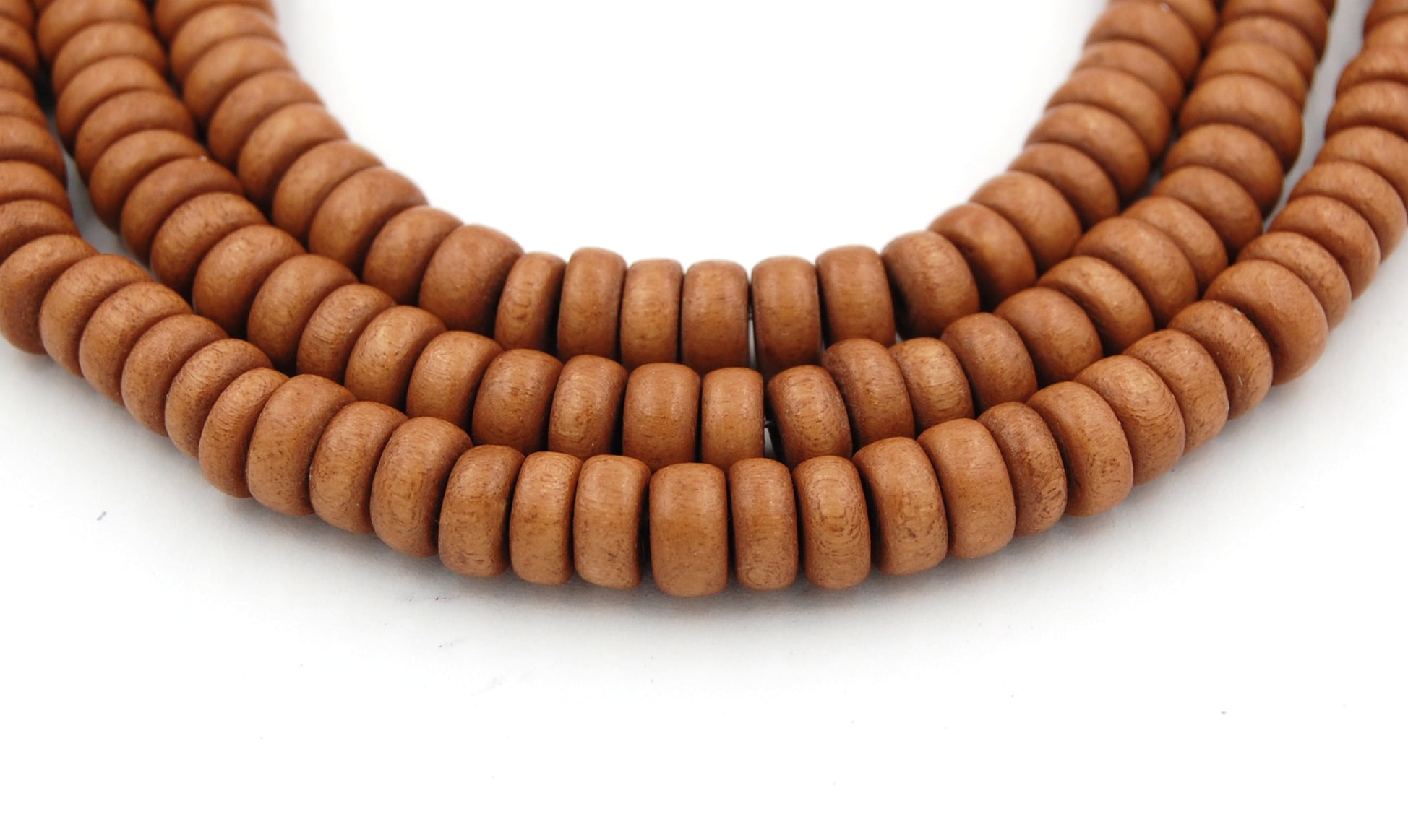 TWO 16" Strands, 6mm 8mm 10mm 12mm 15mm 20mm round or 8x5mm rondelle Wood Beads, Golden Brown Wood