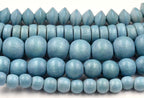 Denim Wash Blue Wood 6-12mm Round, Bicone or Rondelle