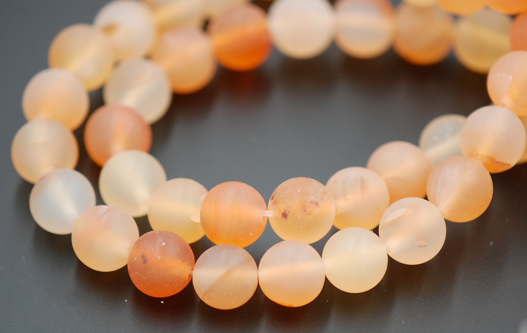 8mm Matte Dusty Orange Agate Round Beads   -15 inch strand