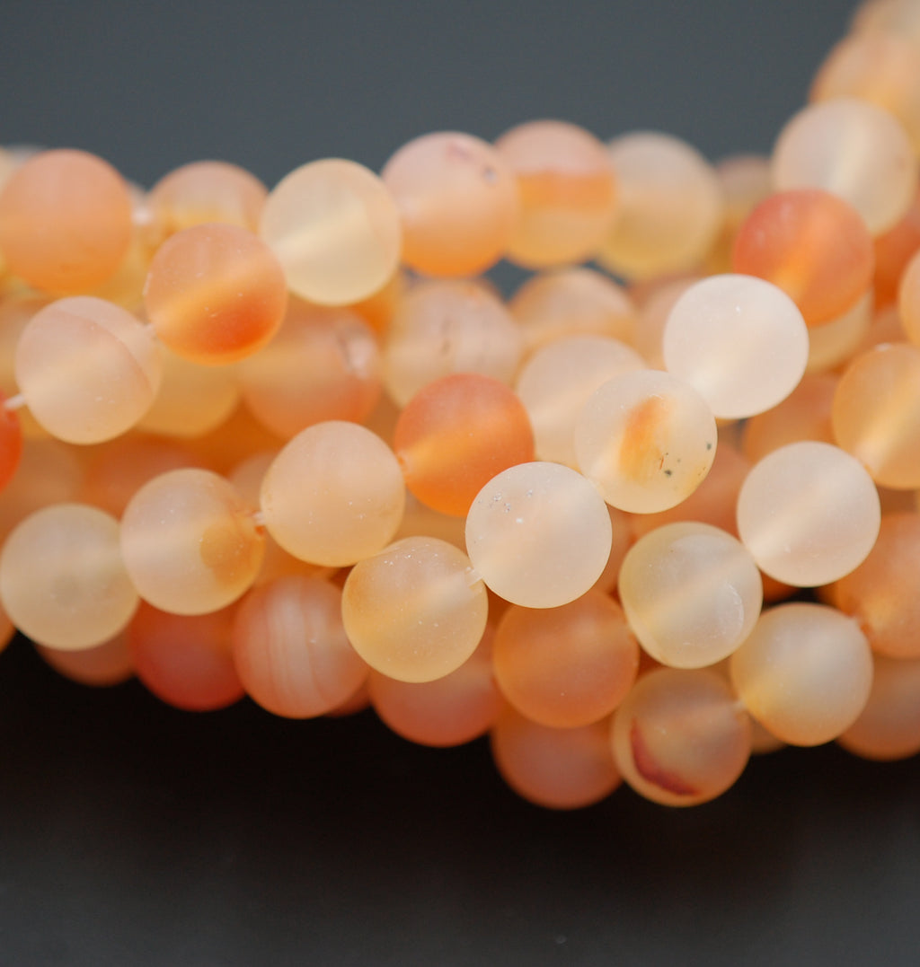 8mm Matte Dusty Orange Agate Round Beads   -15 inch strand