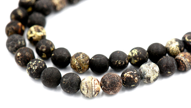 8mm Autumn Brown and Black Matte Agate -15 inch strand Main Image