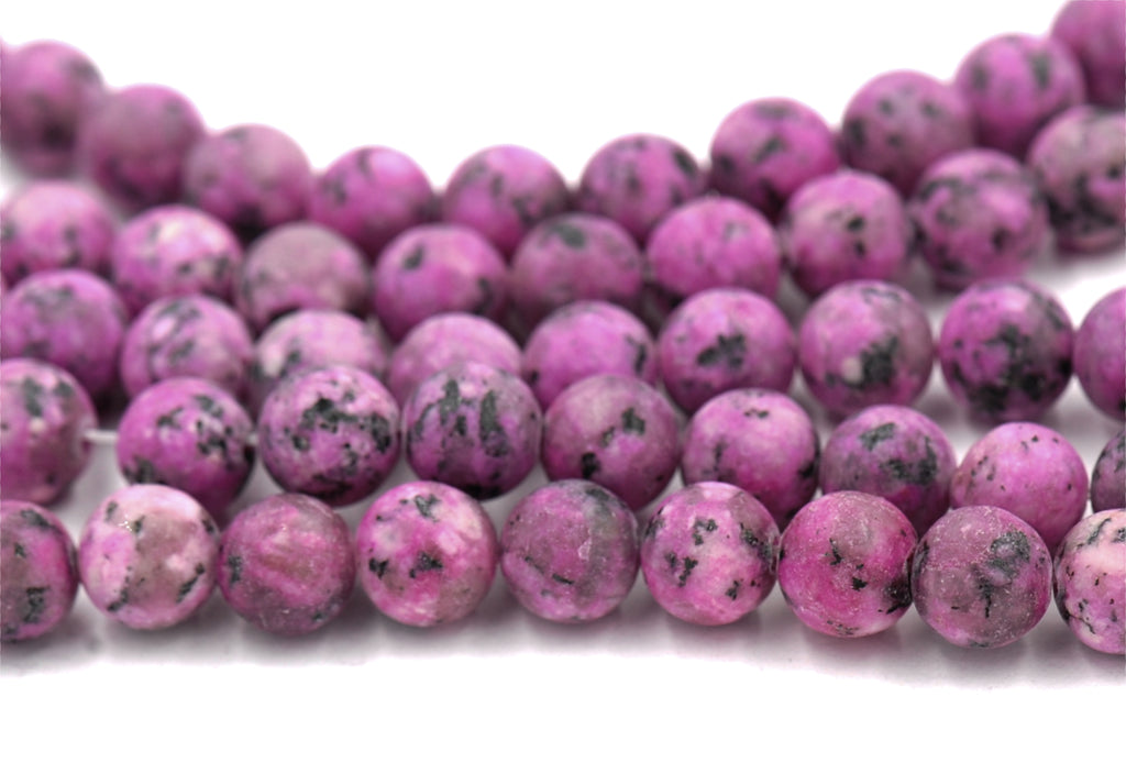 Sesame Jasper Beads 8mm Matte Red Violet Purple round -15-16 inch strand