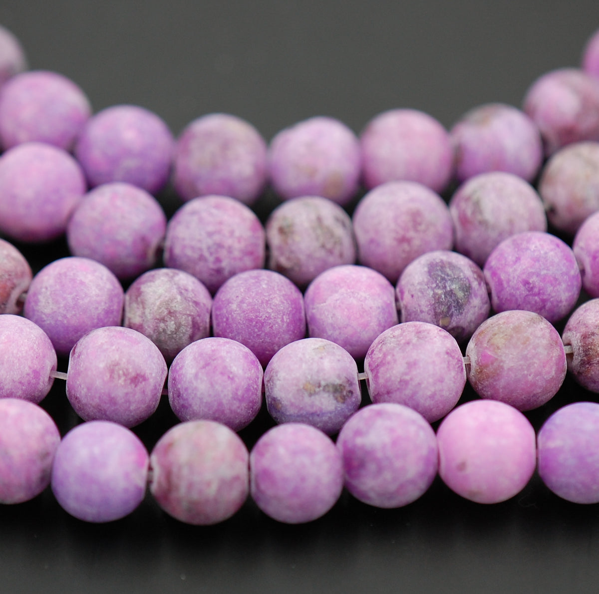 Sesame Jasper Beads 8mm Matte Red Violet Purple round -15-16 inch strand