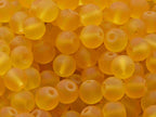 6mm 8mm Sunflower Yellow Frosted Matte Glass Round Cultured Seaglass Beads - 100 beads