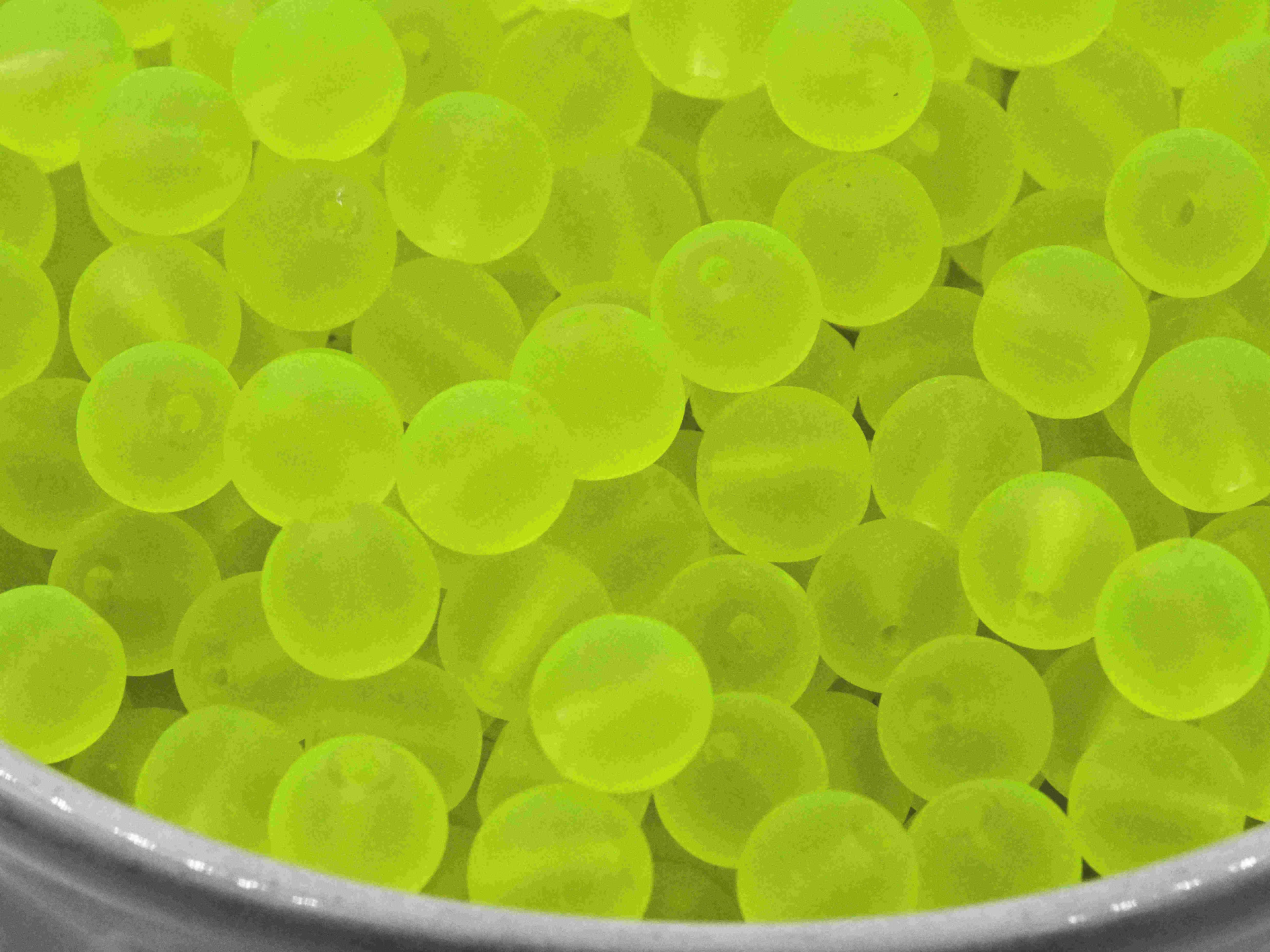 100pc Frosted Glass 6mm 8mm Chartreuse Yellow Green,