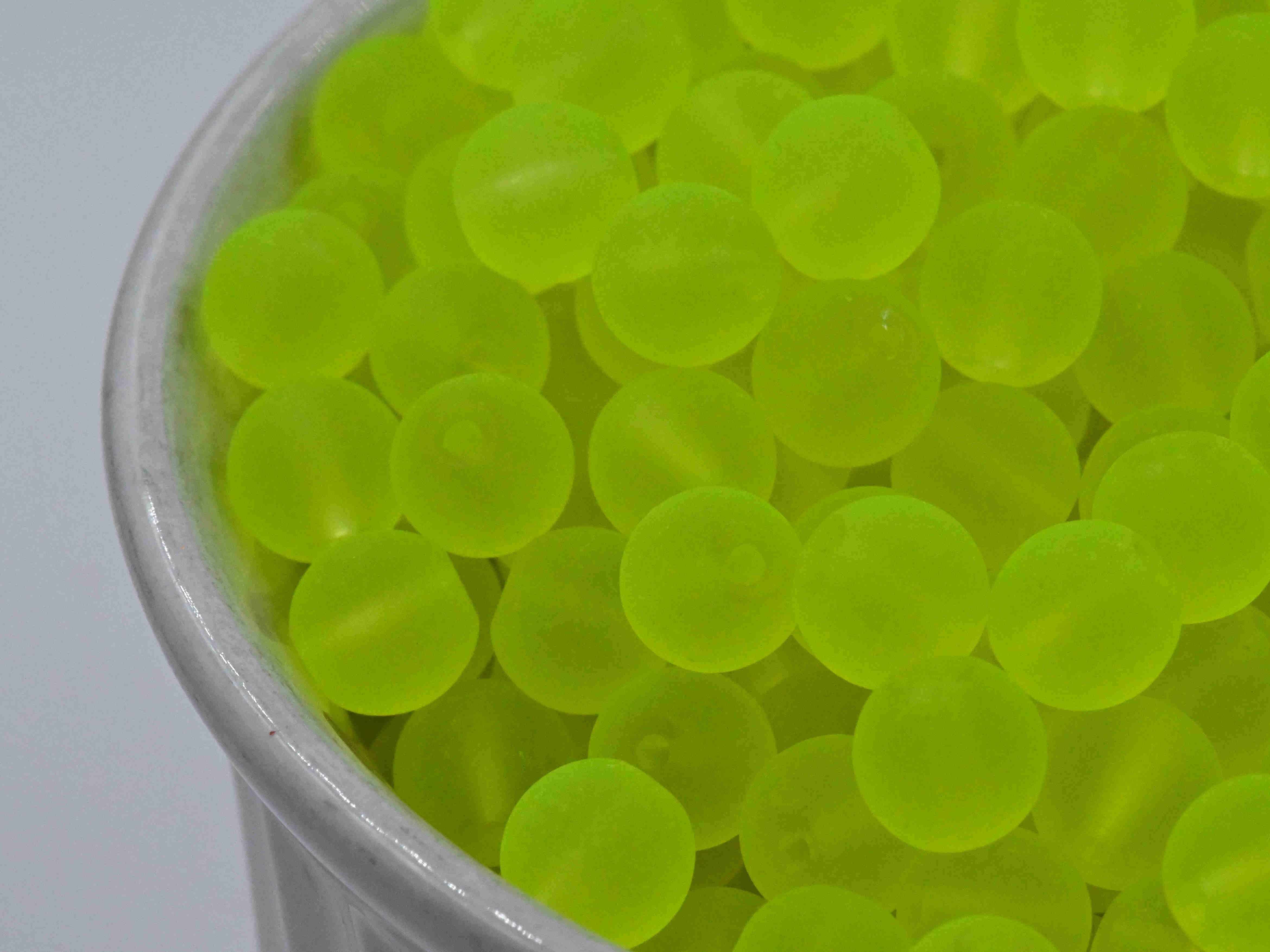 100pc Frosted Glass 6mm 8mm Chartreuse Yellow Green,