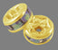 Gold Rhinestone Beads, Grade AAA, Gold Metal Color, Rondelle ,AB Crystal, 6x3mm- 50