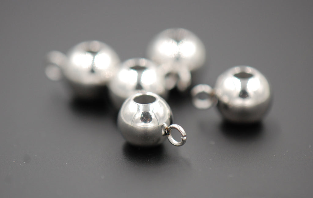 304 Stainless Steel Round Hanger for Charms, 11x6.5x8mm -10pc