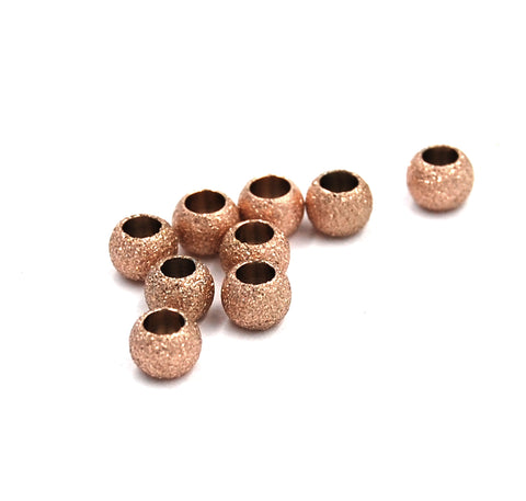 304 Stainless Steel Rose Gold Stardust Spacer 4x3mm Beads -25