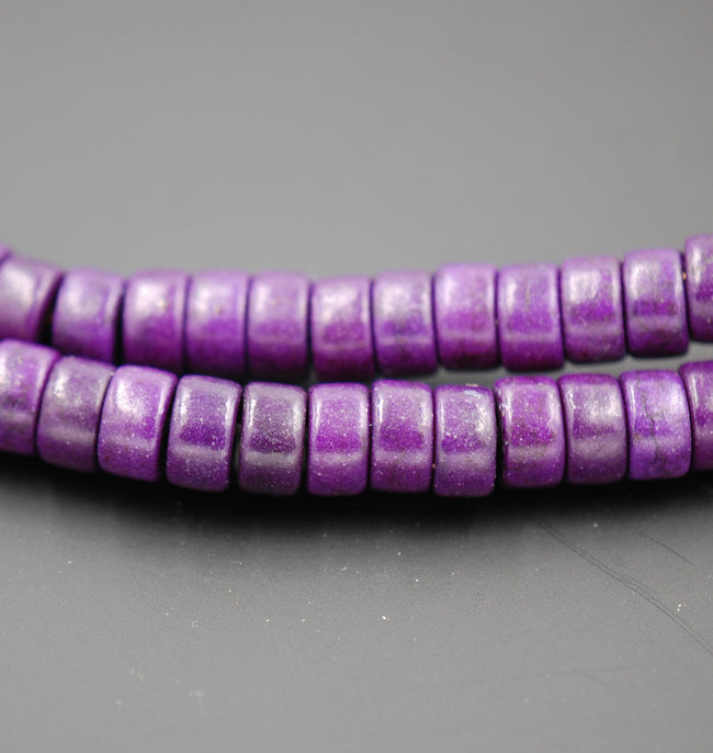 Synthetic Turquoise Beads Strands, Purple Heishi Beads, Dyed, Flat Round/Disc Hover Image