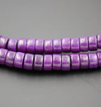 Synthetic Turquoise Beads Strands, Purple Heishi Beads, Dyed, Flat Round/Disc