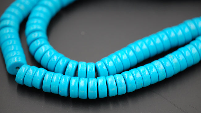 Synthetic Turquoise Beads Strands, Heishi Beads, Dyed, Flat Round/Disc Main Image