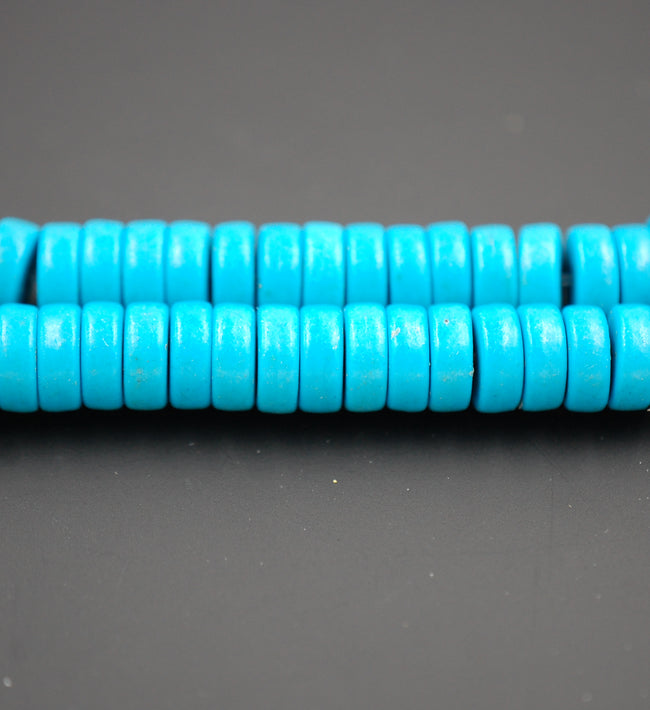 Synthetic Turquoise Beads Strands, Heishi Beads, Dyed, Flat Round/Disc Hover Image